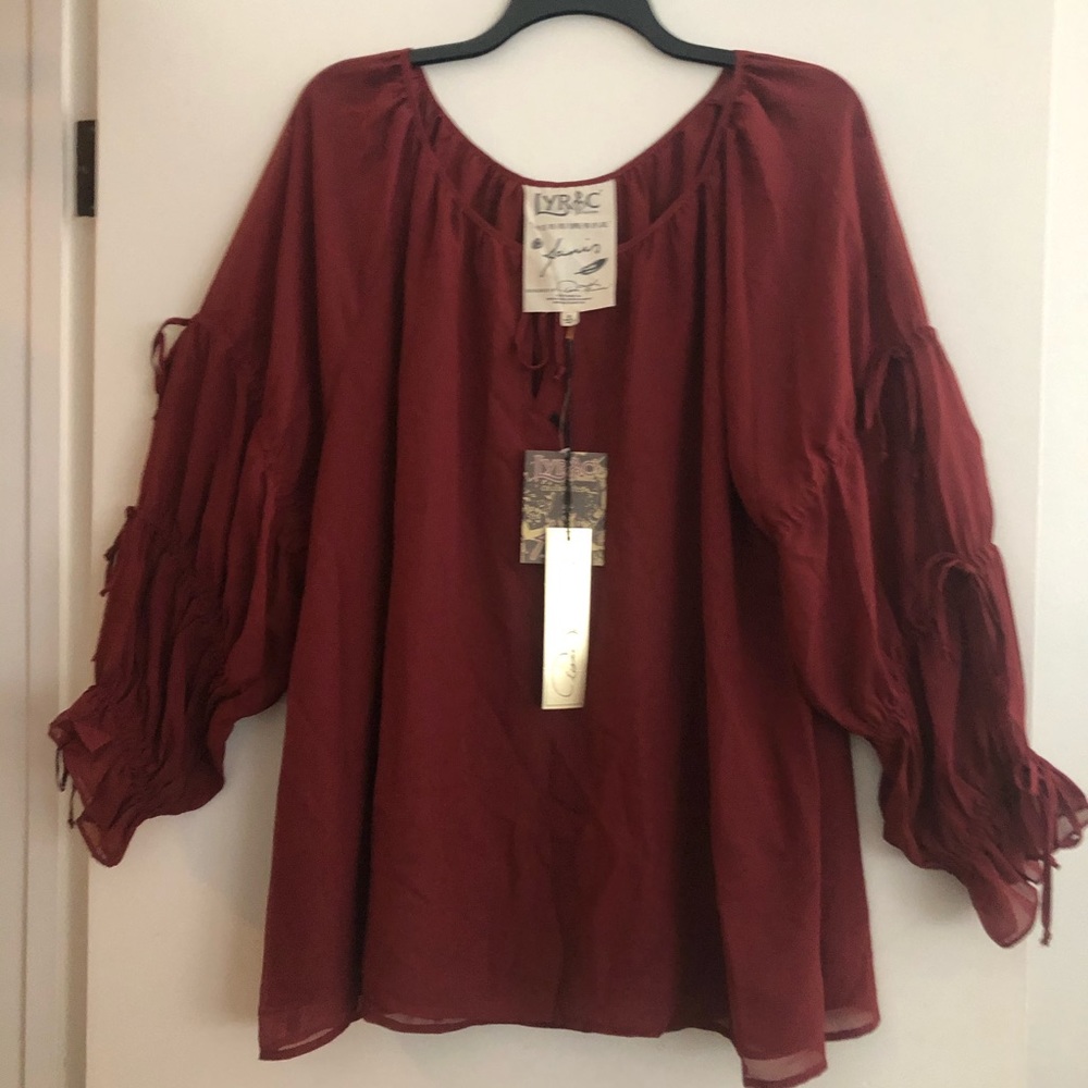 Lyric Culture Janis maroon classy blouse